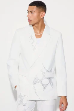boohooMAN Rhinestone Embellished Relaxed Fit Suit | UK| Suits & Tailoring