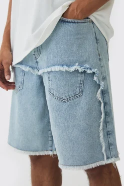 boohooMAN Rigid Denim Faux Layer Jorts In | UK| Shorts