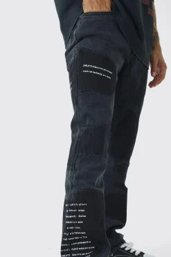 boohooMAN Rigid Slim Flare Patchwork Applique Jeans | UK| Trousers|Jeans