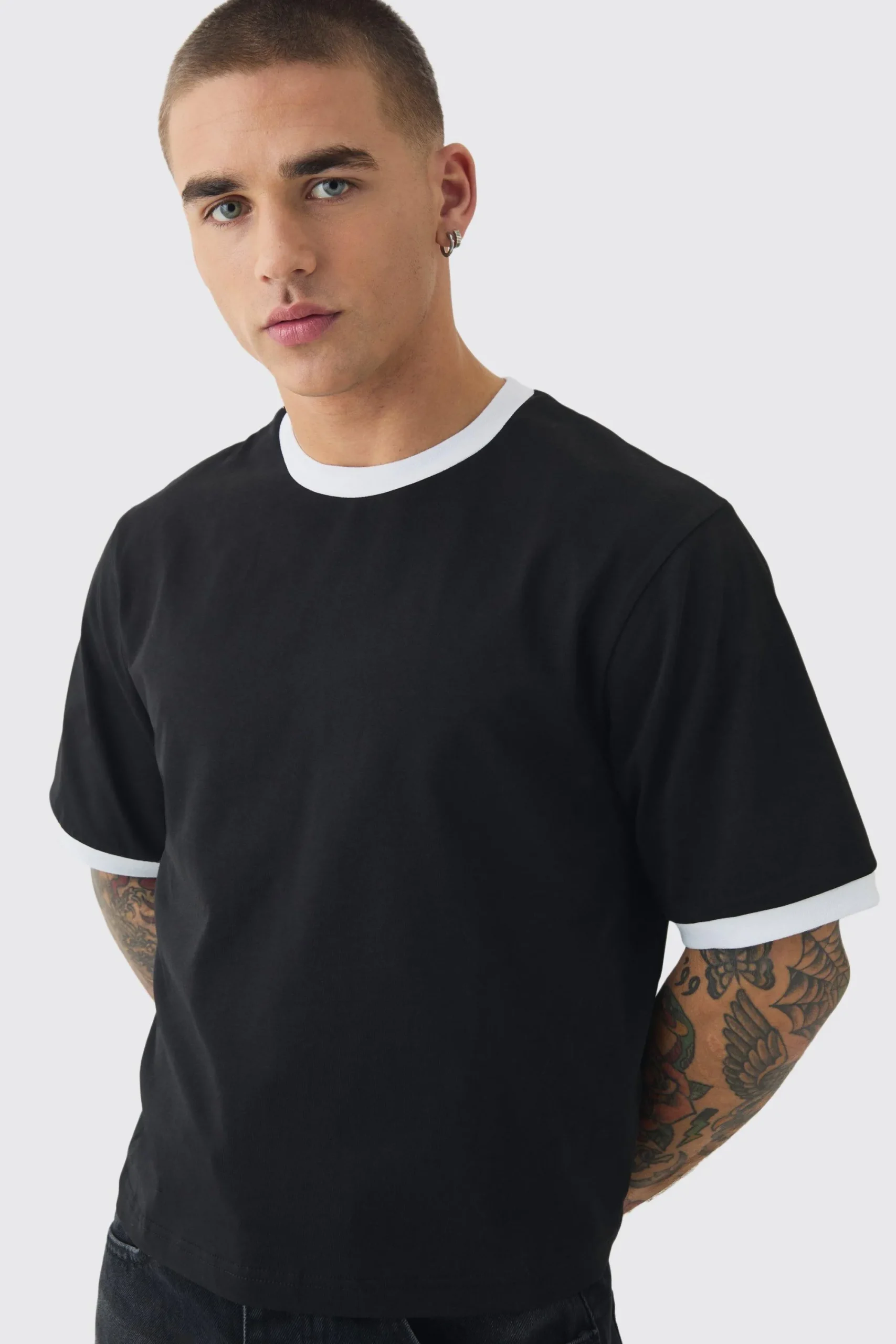 Ringer Neck Baby T-shirt | UK^boohooMAN New