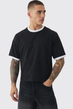 Ringer Neck Baby T-shirt | UK^boohooMAN New