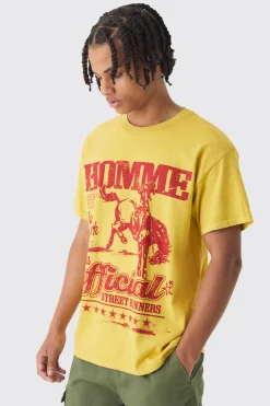 Rodeo Print Washed T-Shirt | UK^boohooMAN Sale