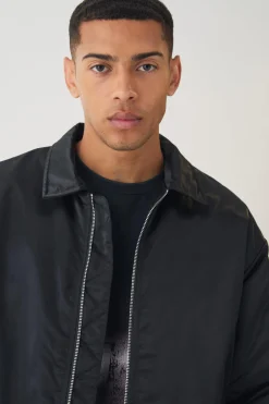 boohooMAN Satin Collared Bomber Jacket In | UK| Coats & Jackets