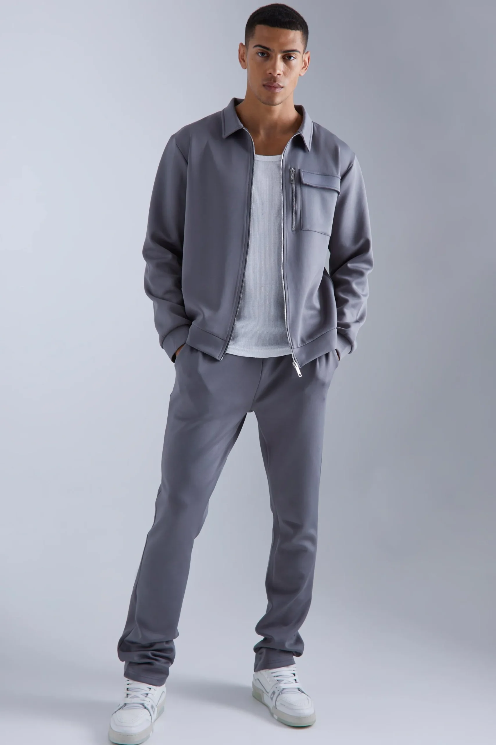 boohooMAN Scuba Harrington Jacket Set | UK| Tracksuits