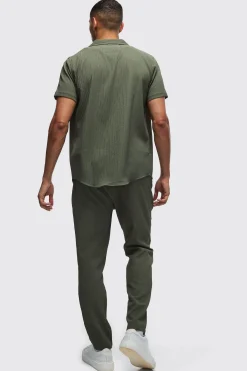 boohooMAN Seersucker Revere Collar Shirt & Trouser Set | UK| Sets & Co-Ords
