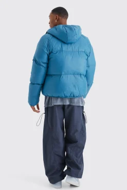 boohooMAN Sheen Quilted Nylon Puffer With Hood | UK| Coats & Jackets
