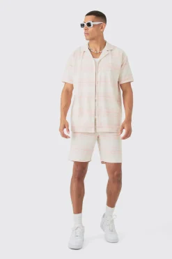 boohooMAN Short Sleeve Aztec Stripe Oversized Shirt & Short | UK| Sets & Co-Ords
