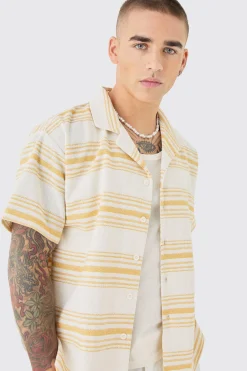 boohooMAN Short Sleeve Aztec Stripe Boxy Shirt | UK| Shirts