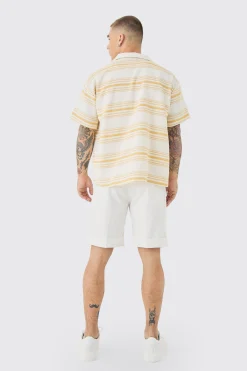 boohooMAN Short Sleeve Aztec Stripe Boxy Shirt | UK| Shirts