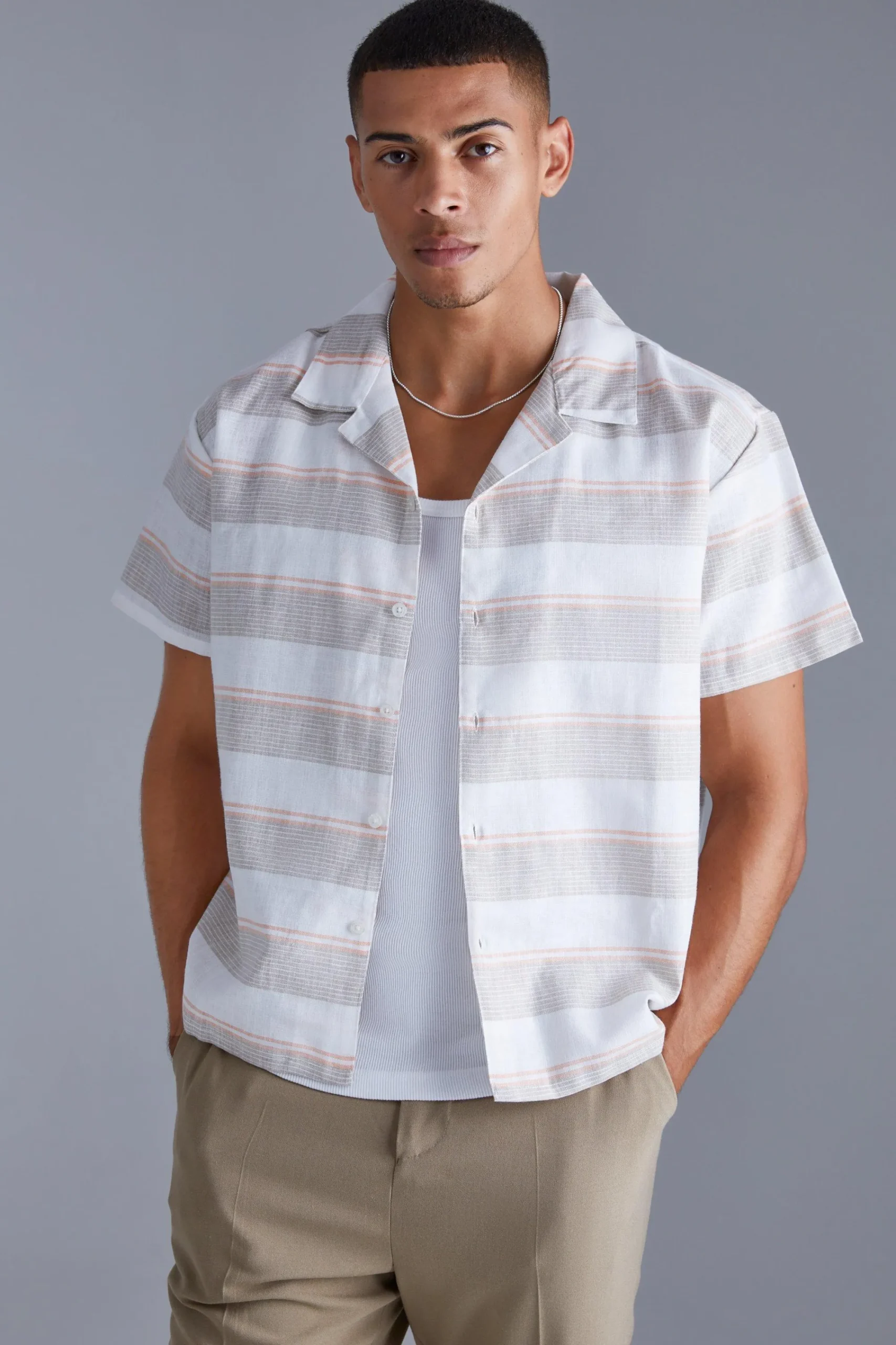boohooMAN Short Sleeve Boxy Colour Pop Stripe Shirt | UK| Shirts