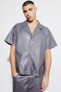 boohooMAN Short Sleeve Boxy Flame Hem Shirt | UK| Shirts