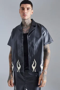 boohooMAN Short Sleeve Boxy Flame Hem Shirt | UK| Shirts|Sets & Co-Ords