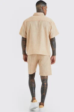 boohooMAN Short Sleeve Boxy Linen Look Shirt And Short | UK| Sets & Co-Ords