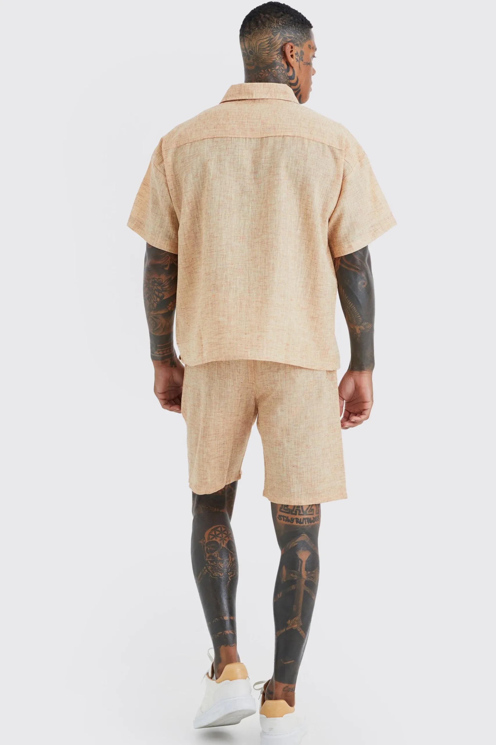boohooMAN Short Sleeve Boxy Linen Look Shirt And Short | UK| Sets & Co-Ords