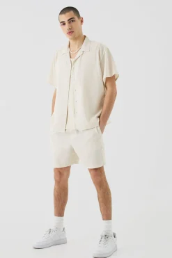 boohooMAN Short Sleeve Boxy Linen Shirt & Short | UK| Sets & Co-Ords