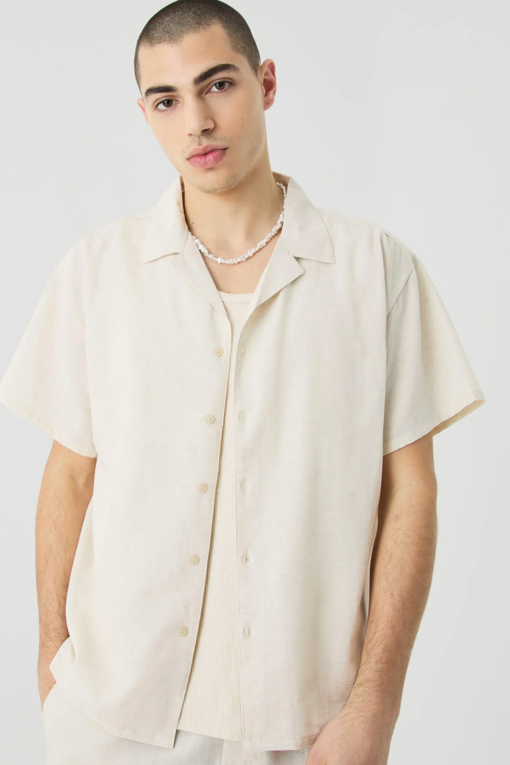 boohooMAN Short Sleeve Boxy Linen Shirt & Short | UK| Sets & Co-Ords