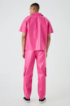 boohooMAN Short Sleeve Boxy Revere Button Pu Shirt & Trouser Set | UK| Sets & Co-Ords