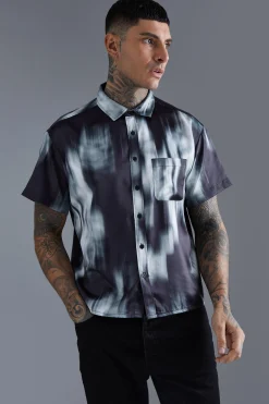 boohooMAN Short Sleeve Boxy Satin Tie Dye Shirt | UK| Shirts