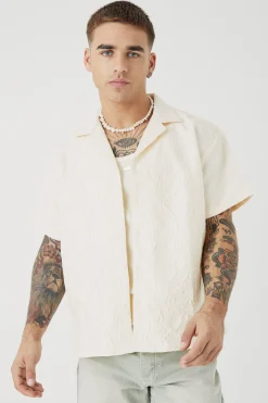 boohooMAN Short Sleeve Boxy Tonal Texture Shirt | UK| Shirts