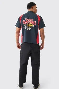 boohooMAN Short Sleeve Boxy Varsity Shirt | UK| Shirts