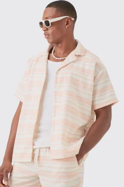 boohooMAN Short Sleeve Boxy Woven Stripe Shirt & Short Set | UK| Sets & Co-Ords