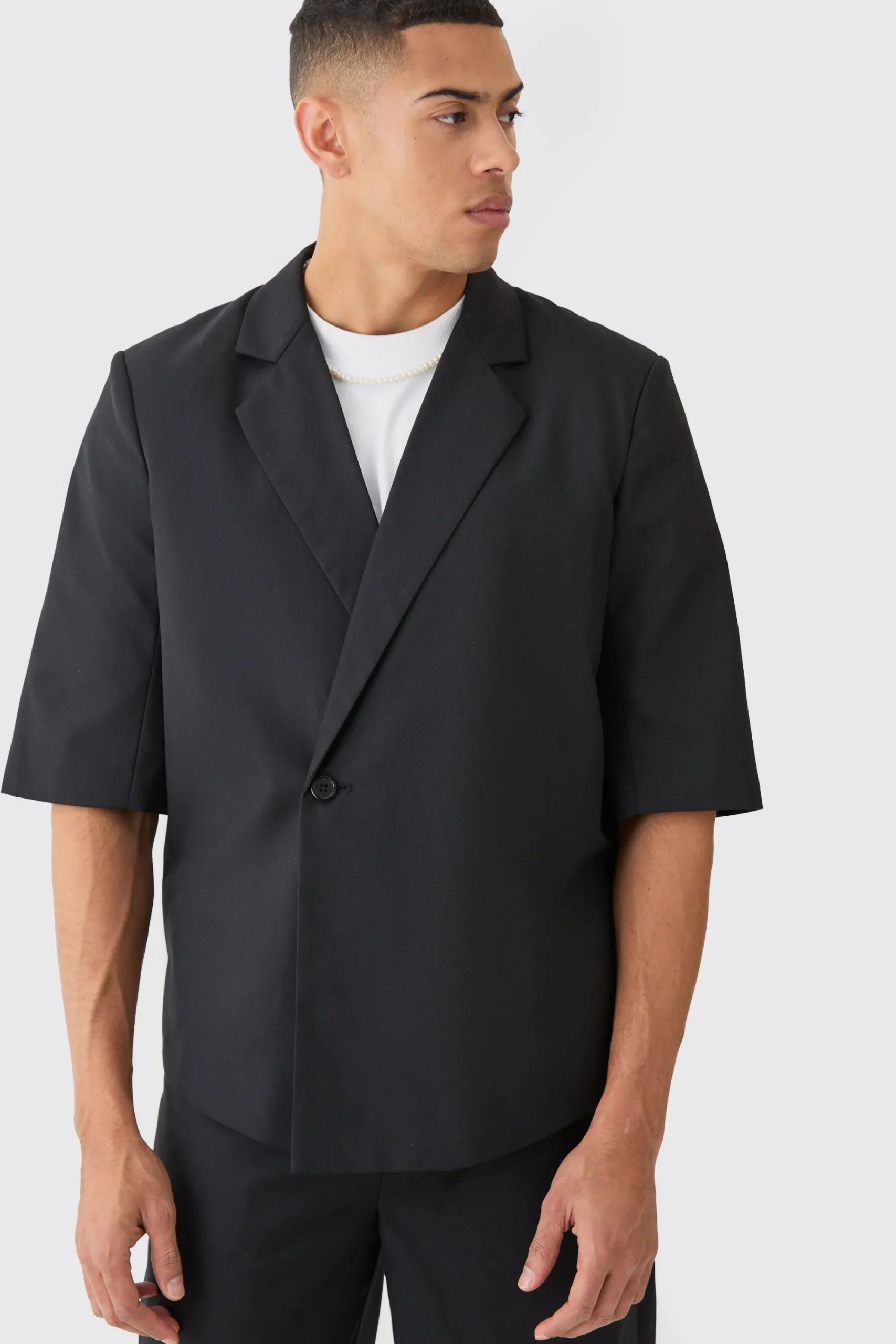 boohooMAN Short Sleeve Boxy Wrap Blazer | UK| Suits & Tailoring