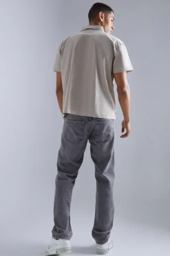 boohooMAN Short Sleeve Boxy Zip Shirt | UK| Sets & Co-Ords