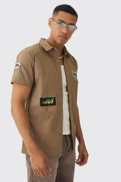 boohooMAN Short Sleeve Concealed Placket Moto Poplin Shirt | UK| Shirts