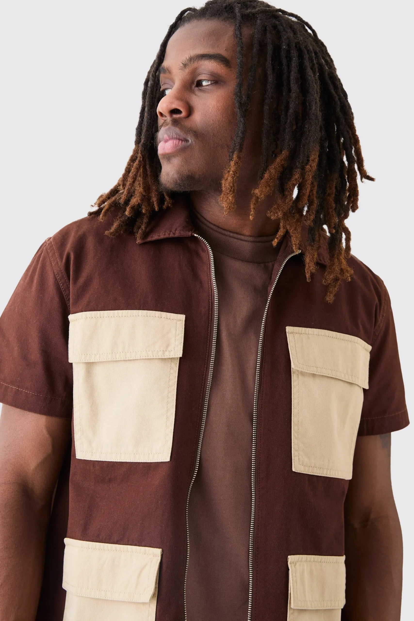 boohooMAN Short Sleeve Contrast Pocket Twill Shirt | UK| Sets & Co-Ords