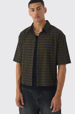 boohooMAN Short Sleeve Crinkle Checked Oversized Shirt | UK| Shirts
