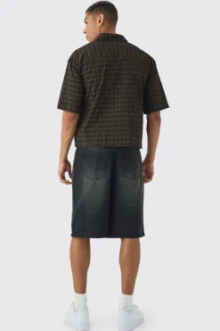 boohooMAN Short Sleeve Crinkle Checked Oversized Shirt | UK| Shirts