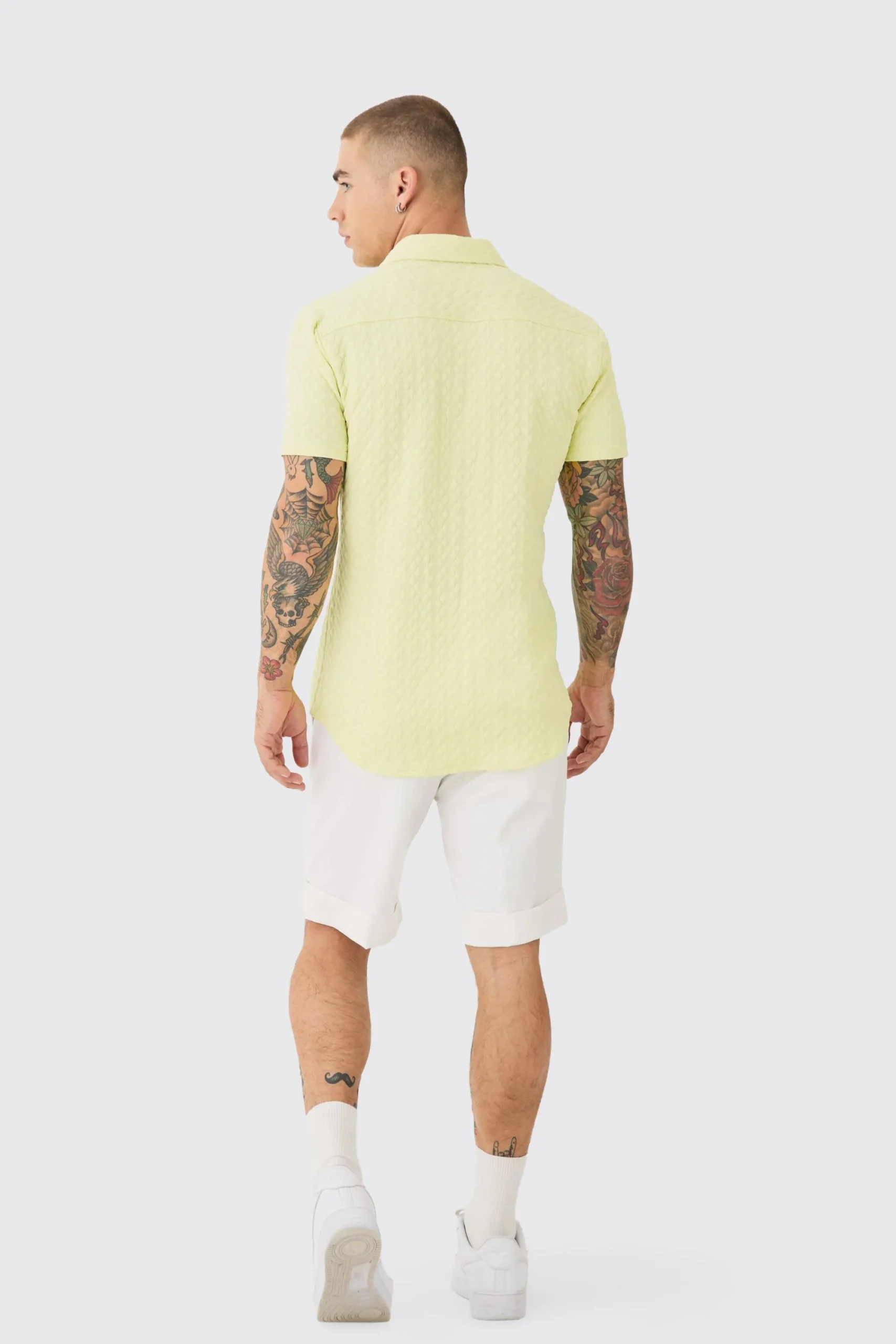 boohooMAN Short Sleeve Diamond Muscle Fit Shirt | UK| Shirts