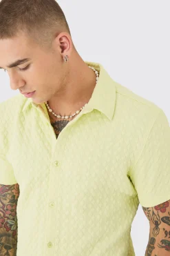 boohooMAN Short Sleeve Diamond Muscle Fit Shirt | UK| Shirts