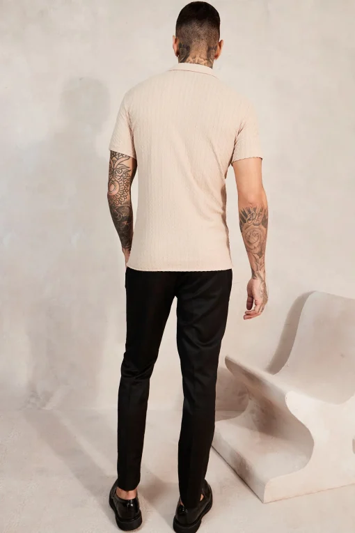 boohooMAN Short Sleeve Drop Revere Muscle Crinkle Shirt | UK| Shirts