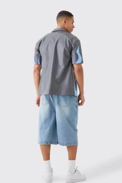 boohooMAN Short Sleeve Dropped Revere Pu Flame Shirt | UK| Shirts