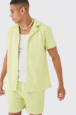 boohooMAN Short Sleeve Geo Stripe Shirt & Short Set | UK| Sets & Co-Ords