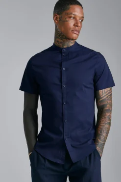 boohooMAN Short Sleeve Grandad Slim Fit Shirt | UK| Shirts