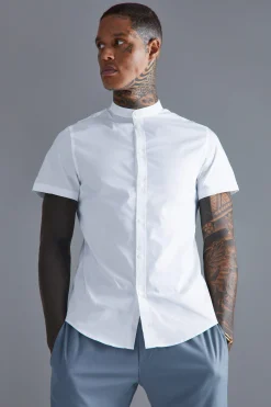 boohooMAN Short Sleeve Grandad Slim Shirt | UK| Shirts
