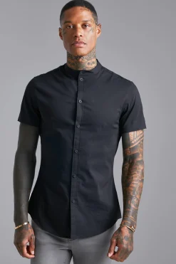 boohooMAN Short Sleeve Grandad Slim Fit Shirt | UK| Shirts