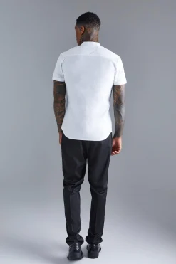 boohooMAN Short Sleeve Grandad Stretch Fit Shirt | UK| Shirts