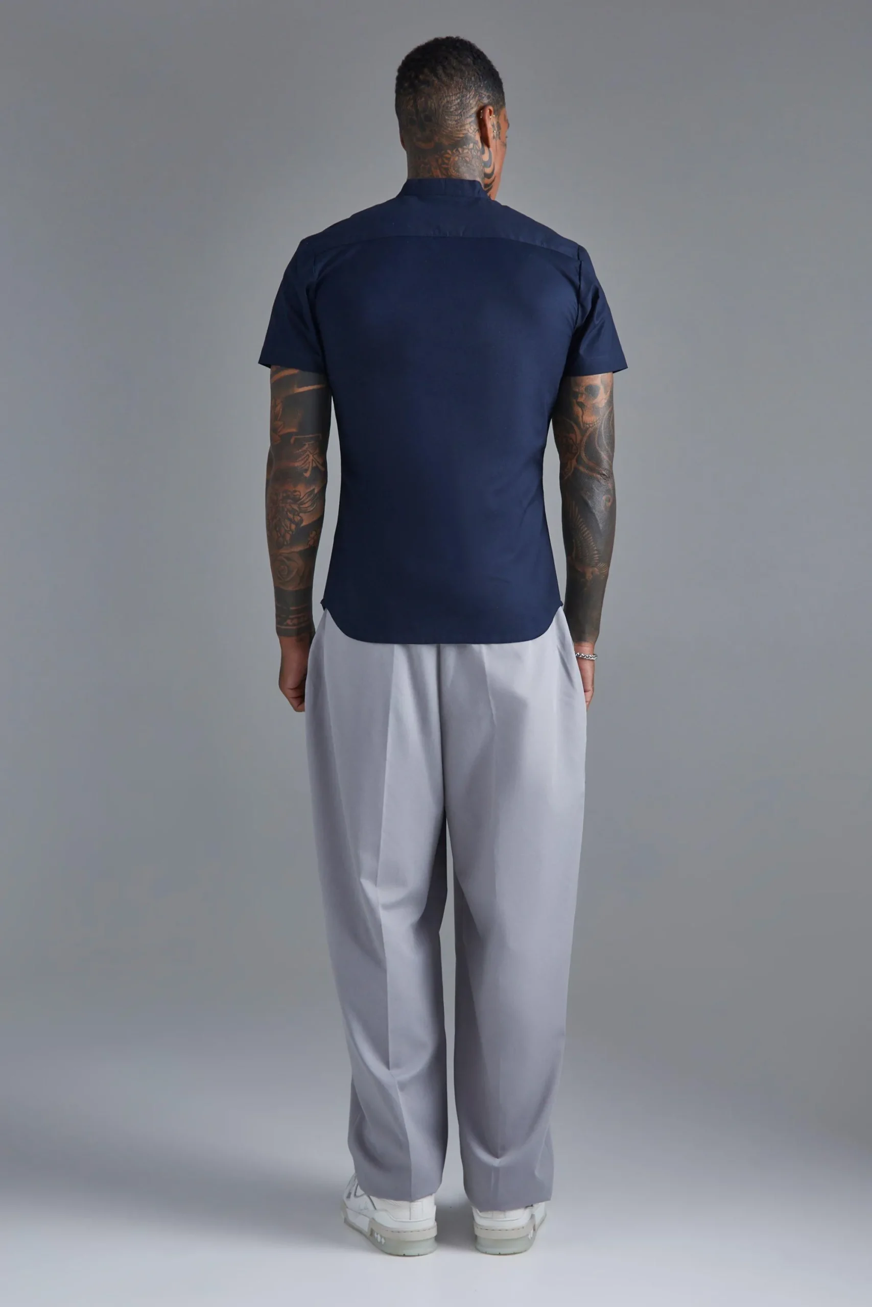 boohooMAN Short Sleeve Grandad Stretch Shirt | UK| Shirts