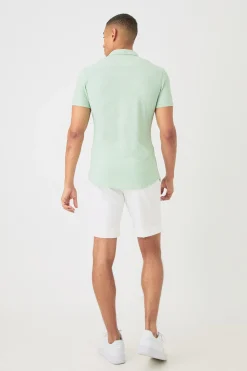 boohooMAN Short Sleeve Honeycomb Muscle Fit Shirt | UK| Shirts