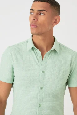 boohooMAN Short Sleeve Honeycomb Muscle Fit Shirt | UK| Shirts