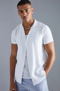 boohooMAN Short Sleeve Linen Revere Shirt | UK| Shirts