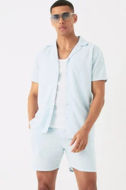 boohooMAN Short Sleeve Linen Shirt & Short Set | UK| Sets & Co-Ords