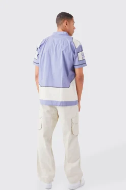 boohooMAN Short Sleeve Moto Poplin Panel Shirt | UK| Shirts
