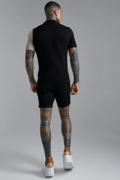 Short Sleeve Muscle Fit Colour Block Knit Polo | UK^boohooMAN Hot