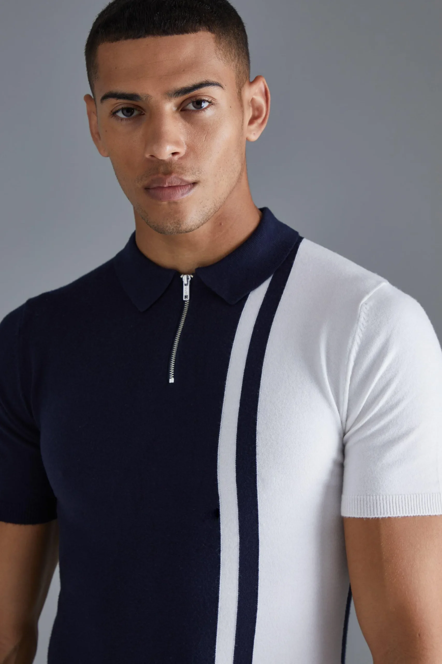 Short Sleeve Muscle Fit Colour Block Polo | UK^boohooMAN Clearance