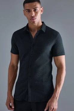 boohooMAN Short Sleeve Muscle Geo Shirt | UK| Shirts