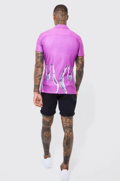 boohooMAN Short Sleeve Muscle Graphic Shirt | UK| Shirts